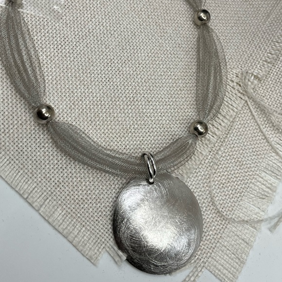 Vintage Milor Italy 925 Sterling Silver Mesh Collar Necklace 16-18" Adjustable - Picture 12 of 17